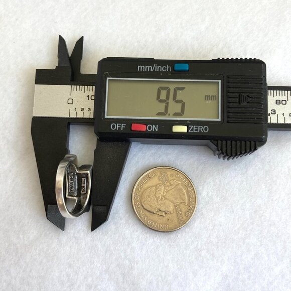 Sterling Silver 925 SX Modernist Black Onyx & Mother Of Pearl Band Ring Sz 5.75 - Picture 13 of 16